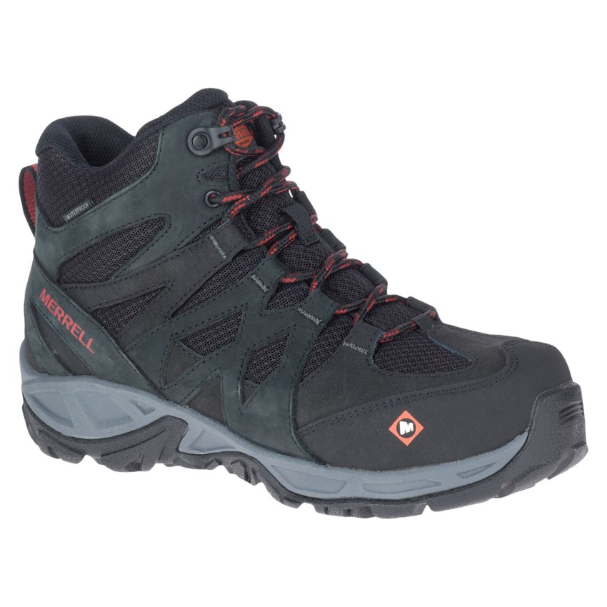 Bottes de Securite Merrell Siren Mid Waterproof Alloy Toe Noir Femme | G.U.DVQH